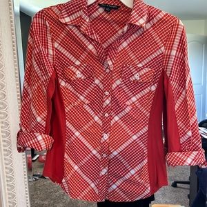 Orange button up top size small